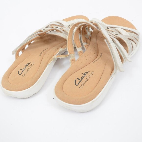 Clarks Elizabelle Rio Women's 9 Leather Slide Sandals Hook & Loop Slip On Comfy - Picture 10 of 10